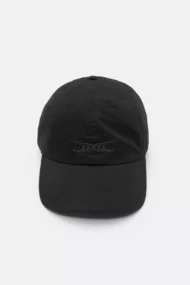 Black embroidered baseball cap with adjustable strap